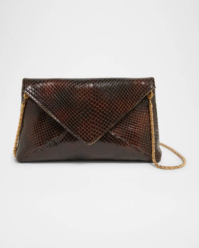 Small Embossed Leather Envelope Clutch Bag